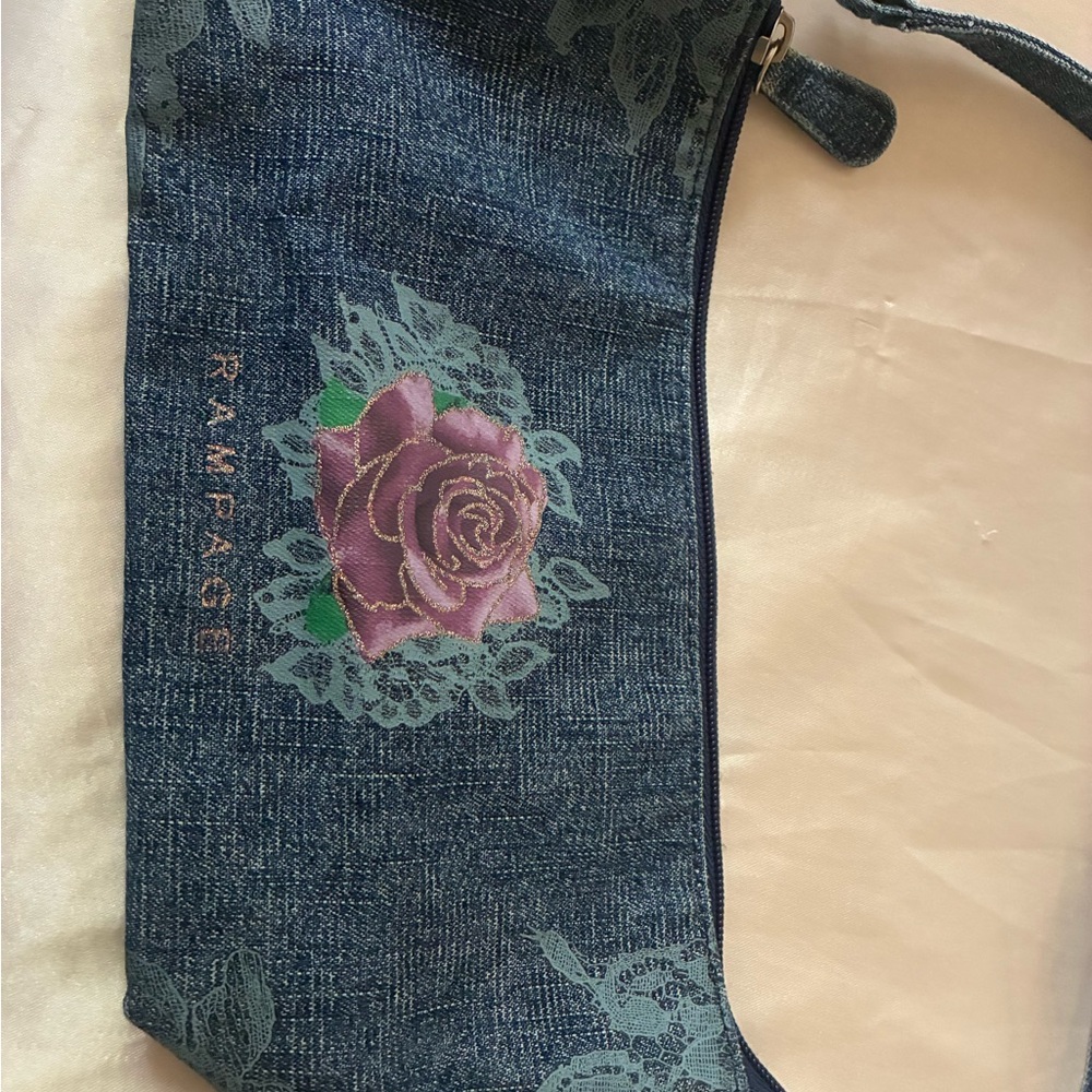 Rampage Blue and Purple Clutch with Floral Design